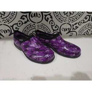 Sloggers Womens Animal Print Purple Garden Rain Shoes Sz. 8